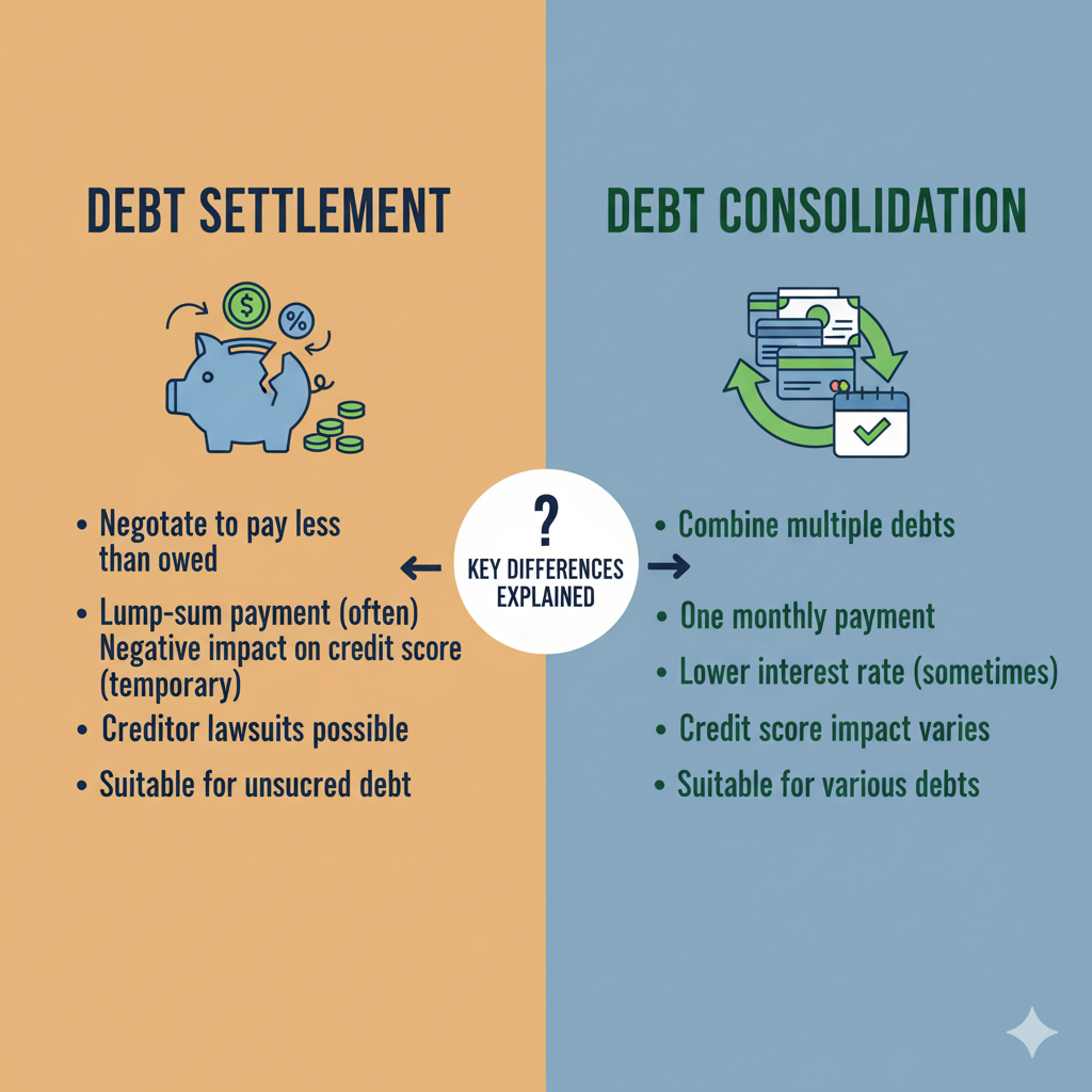 Debt Settlement vs Debt Consolidation: Key Differences Explained