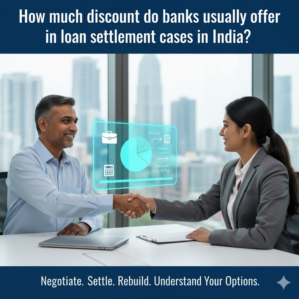 How much discount do banks usually offer in loan settlement cases in India?