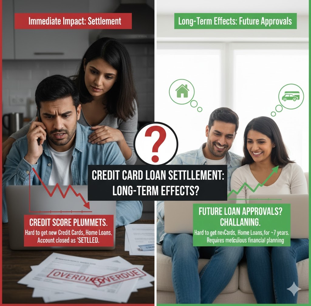What are the long-term effects of credit card loan settlement on future loan approvals?