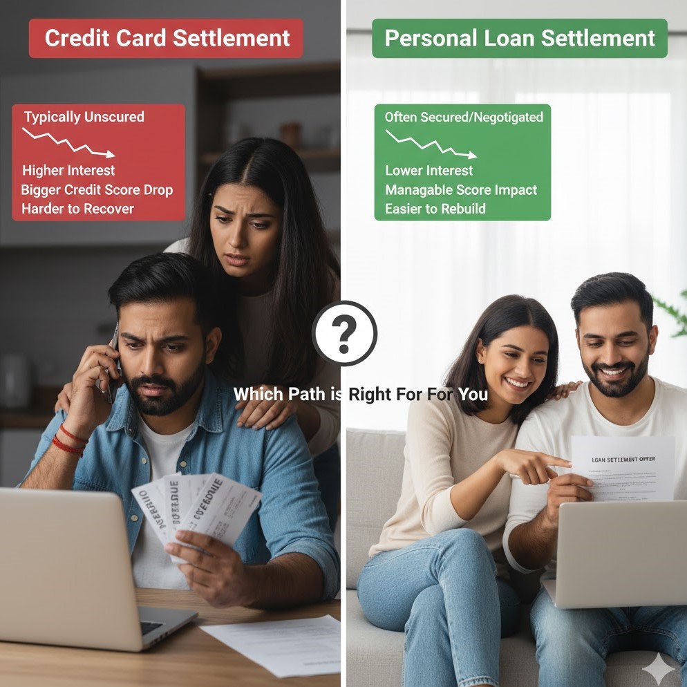 How is credit card settlement different from personal loan settlement?