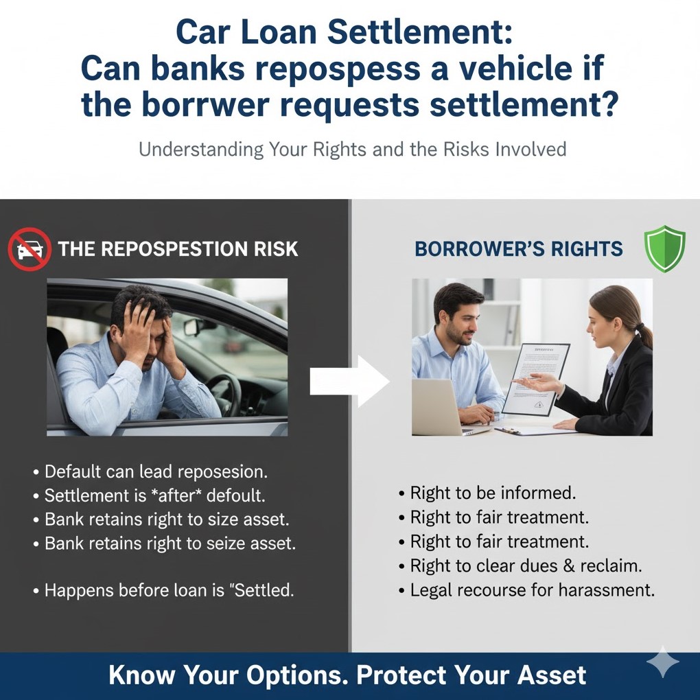Car loan Settlement: Can banks repossess a vehicle if the borrower requests settlement?