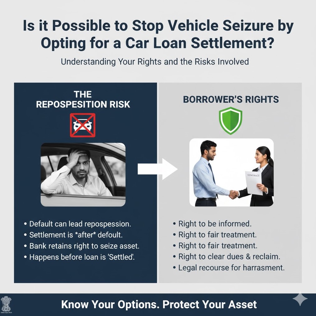 Is it possible to stop vehicle seizure by opting for a car loan settlement?