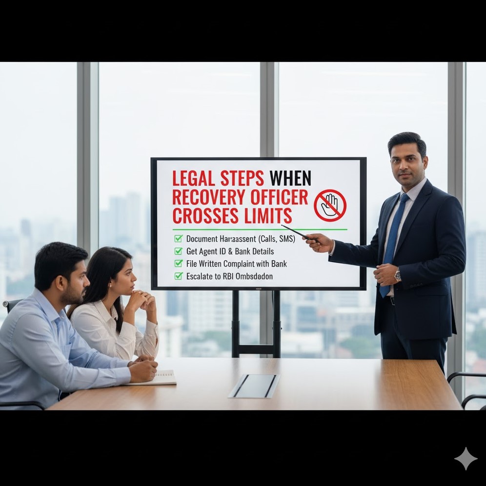 What are the legal steps to take if a bank recovery officer crosses ethical limits during collection?