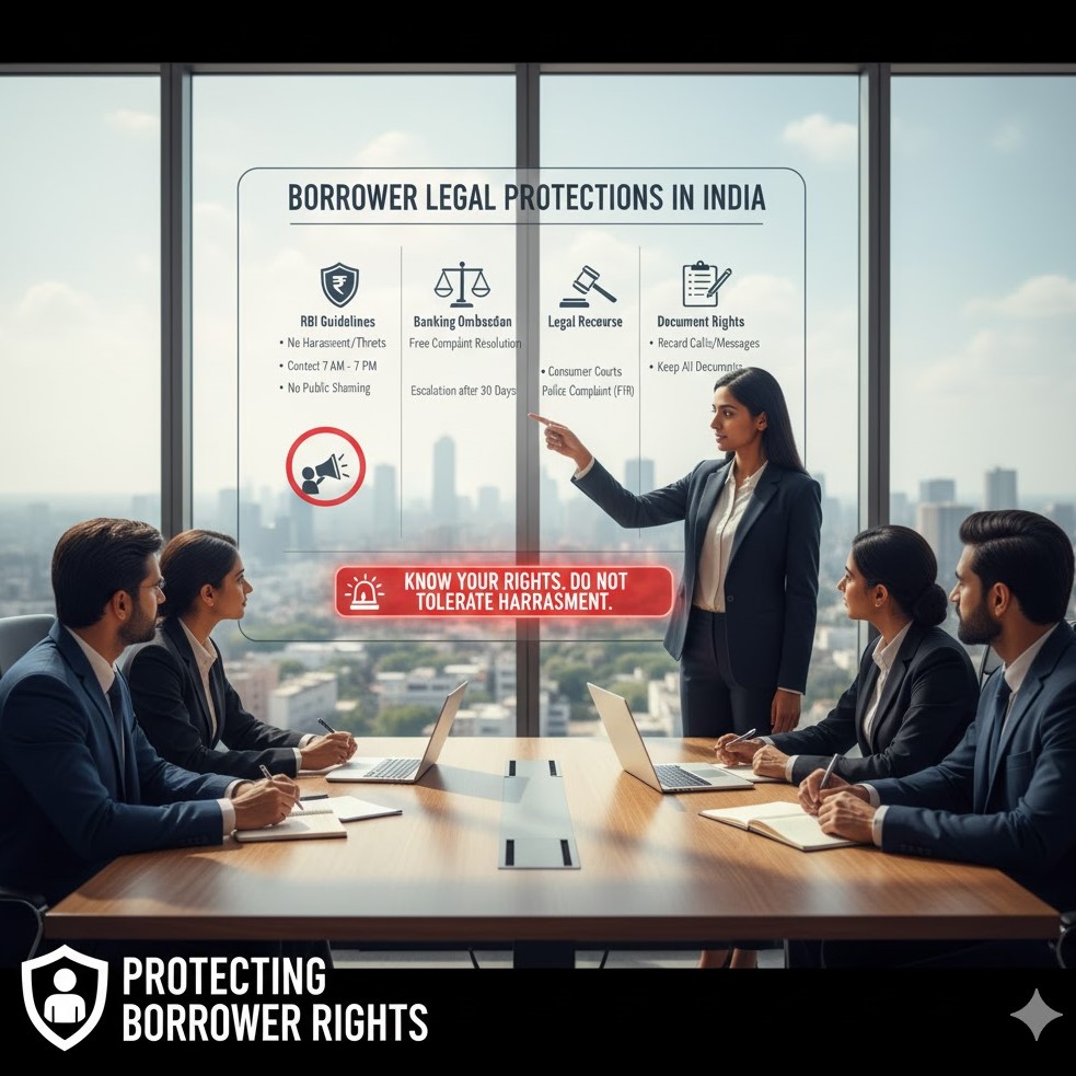 What legal protections do borrowers have in India against bank harassment or unfair loan recovery methods?