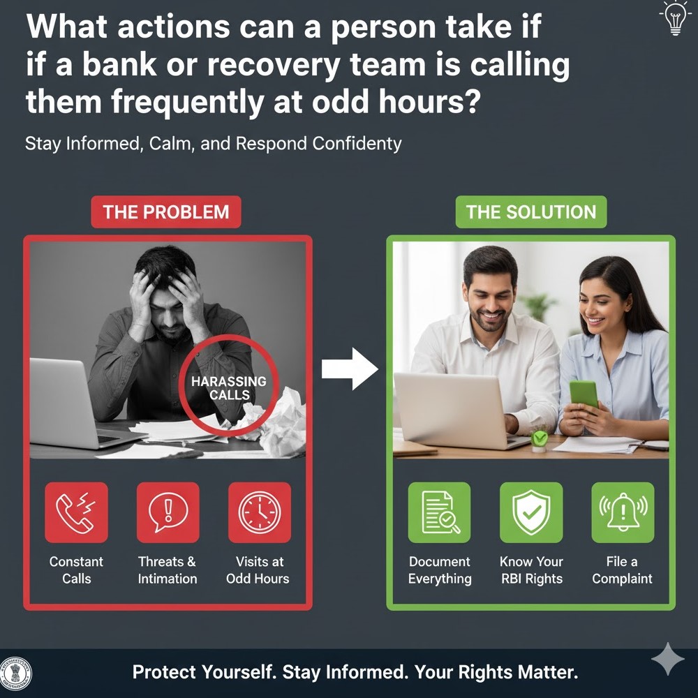 What actions can a person take if a bank or recovery team is calling them frequently at odd hours?